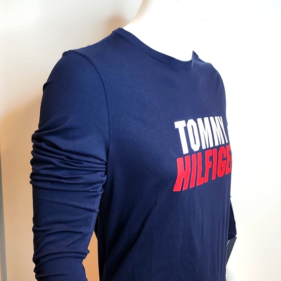 TOMMY HILFIGER NAVY BLUE LONG SLEEVES SHIRT, MEDIUM - Picture 3 of 7